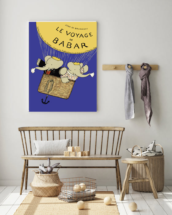 Babar the Elephant Ballon Vintage Nursery Art Print
