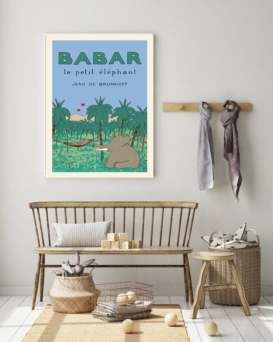 Babar the Elephant Holiday Vintage Nursery Art Print