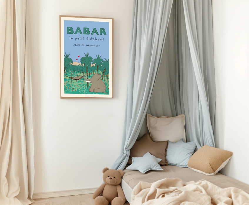 Babar the Elephant Holiday Vintage Nursery Art Print