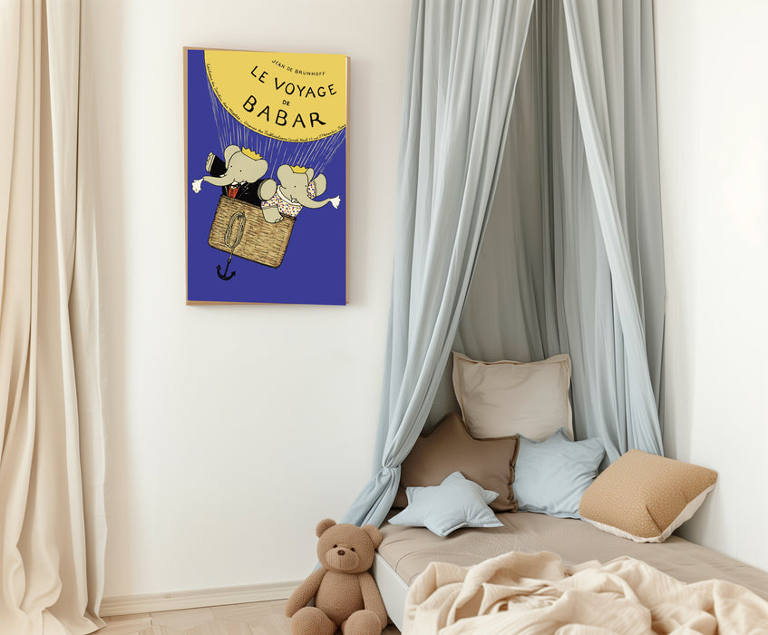 Babar the Elephant Ballon Vintage Nursery Art Print