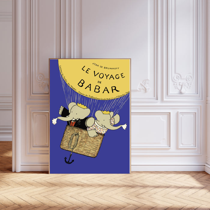 Babar the Elephant Ballon Vintage Nursery Art Print