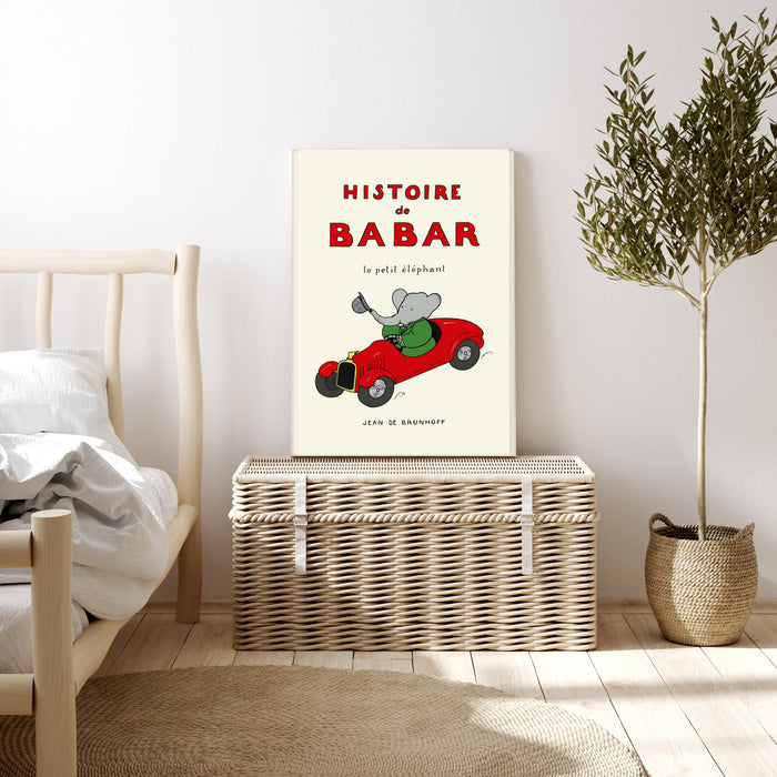 Babar the Elephant Car Vintage Nursery Art Print