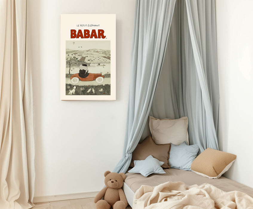 Babar the Elephant Swimming Vintage Nursery Art Print