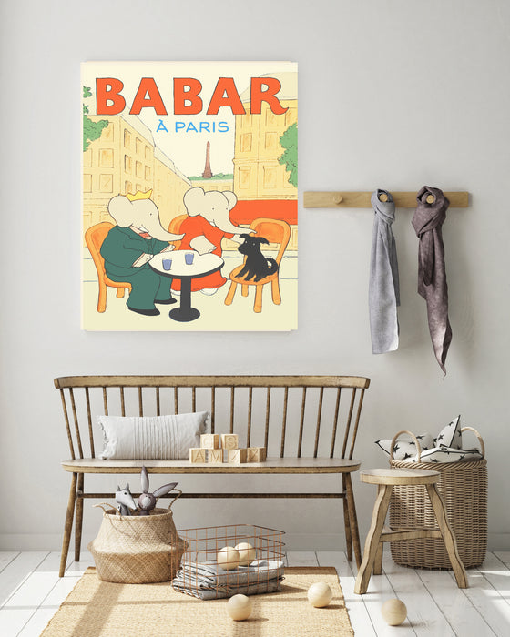 Babar the Elephant Paris  Vintage Nursery Art Print