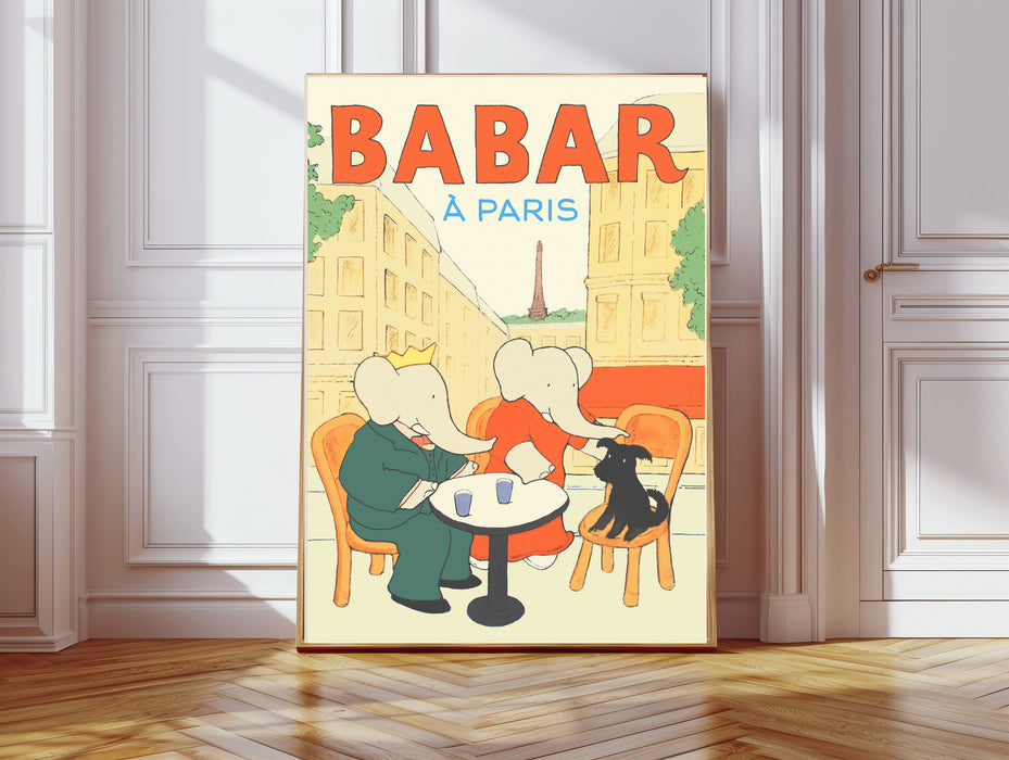 Babar the Elephant Paris  Vintage Nursery Art Print