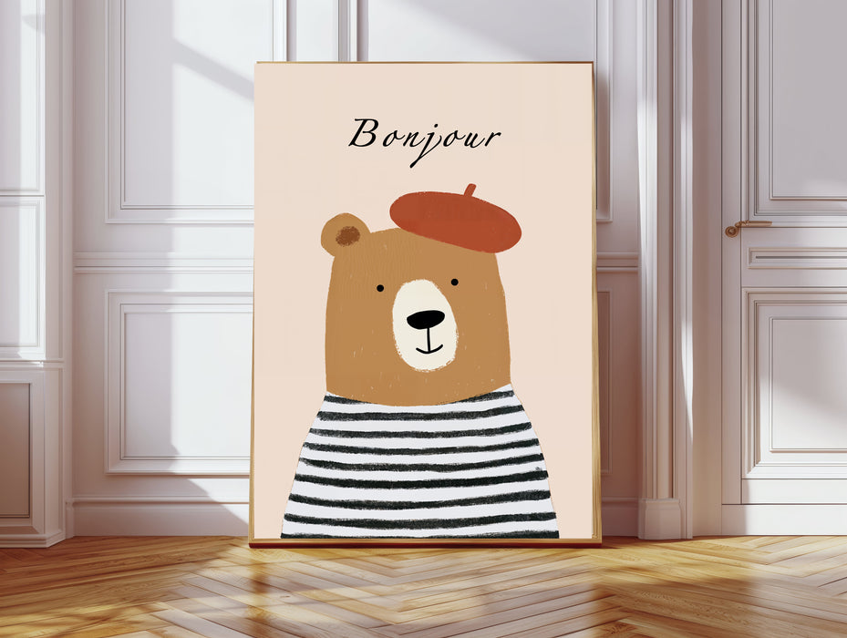 Bonjour Bear Nursery Art Print