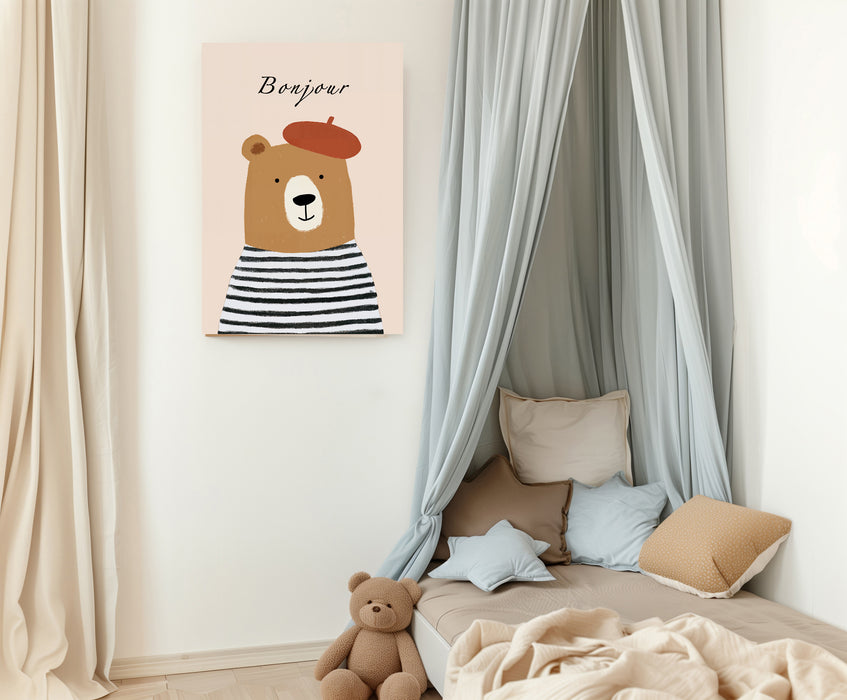 Bonjour Bear Nursery Art Print