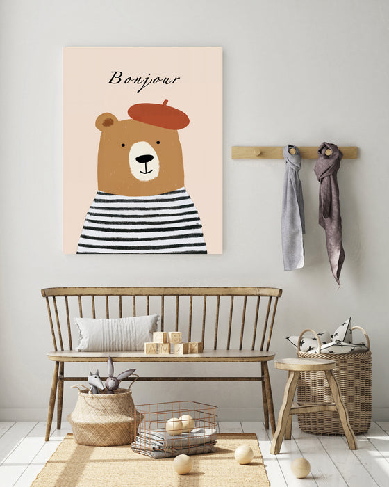 Bonjour Bear Nursery Art Print
