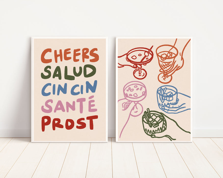 Cheers Kitchen Wall Set of Two Art Prints