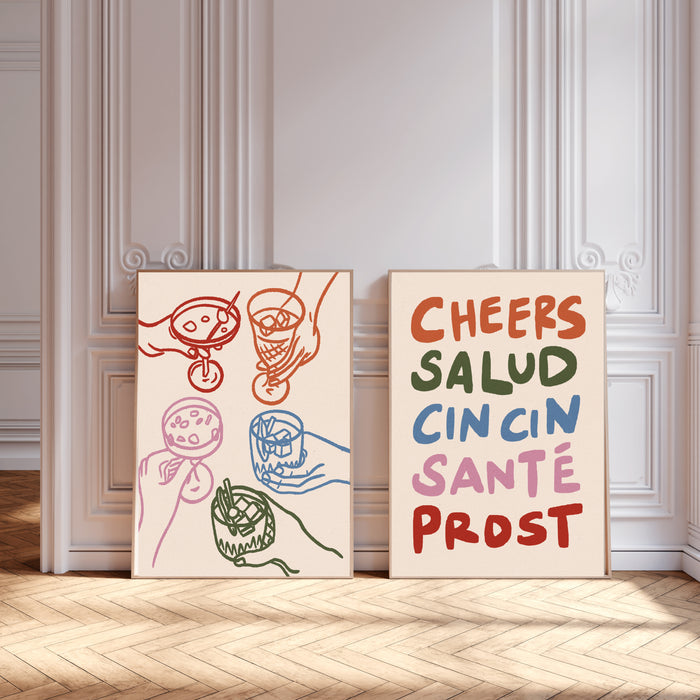 Cheers Kitchen Wall Set of Two Art Prints