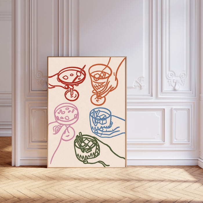 Cheers Kitchen Wall Set of Two Art Prints
