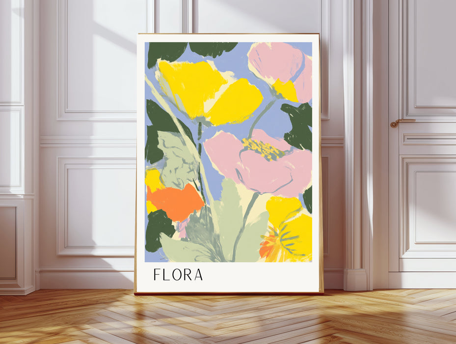 Flora Yellow Abstract Flower Art Print