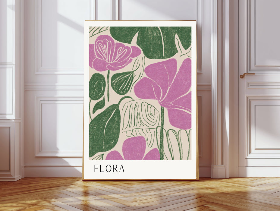 Flora Purple Abstract Flower Art Print