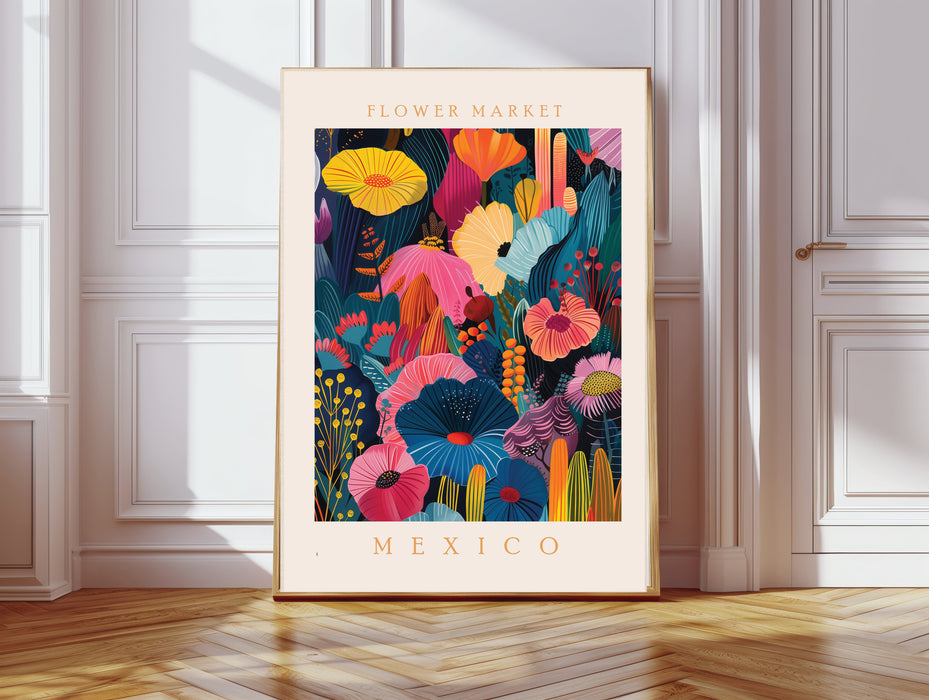 Flower Market Mexico Botanical Art Print