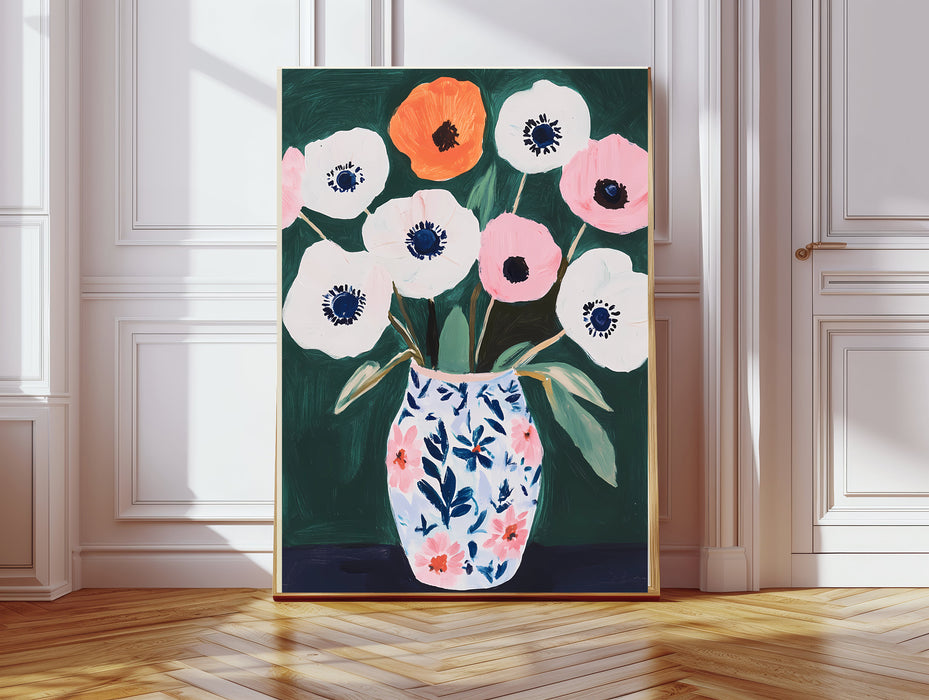 Still Life Green Flower Vase Art Print