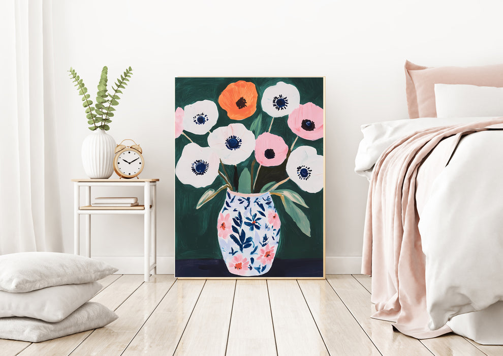 Still Life Green Flower Vase Art Print