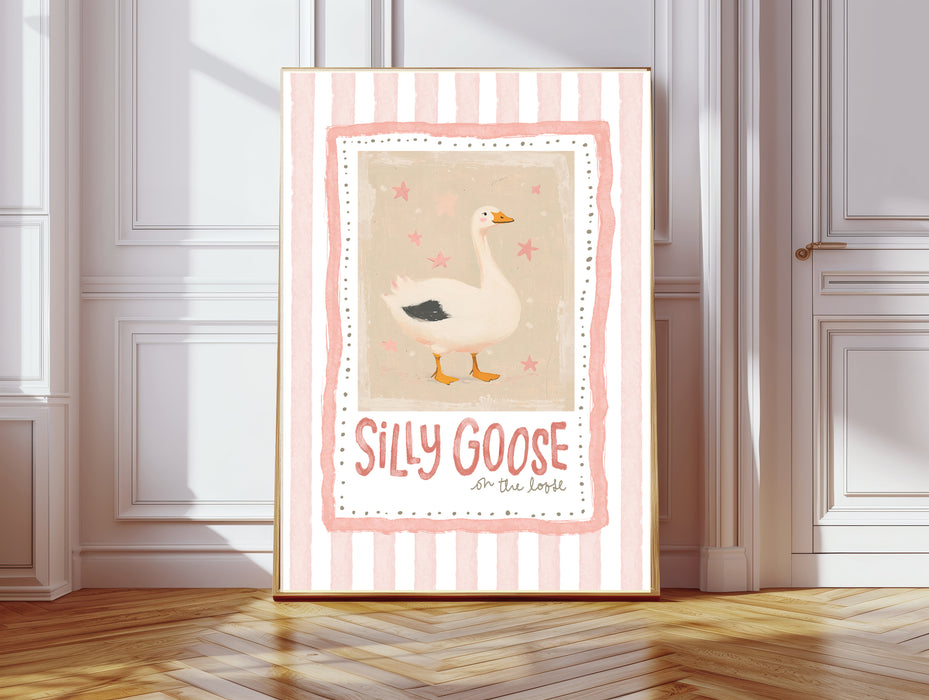 Silly Goose On The Loose  Vintage Nursery Art Print