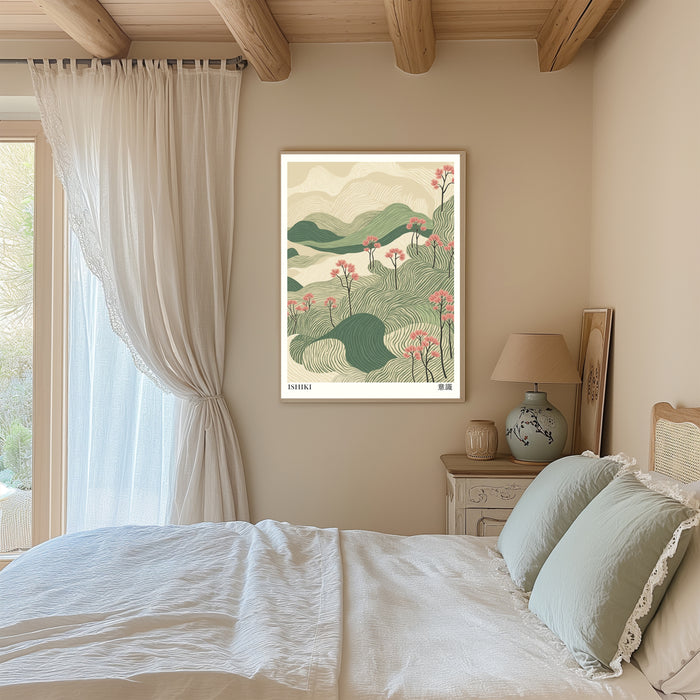 Japanese Ishiki Peace Green Hills Art Print