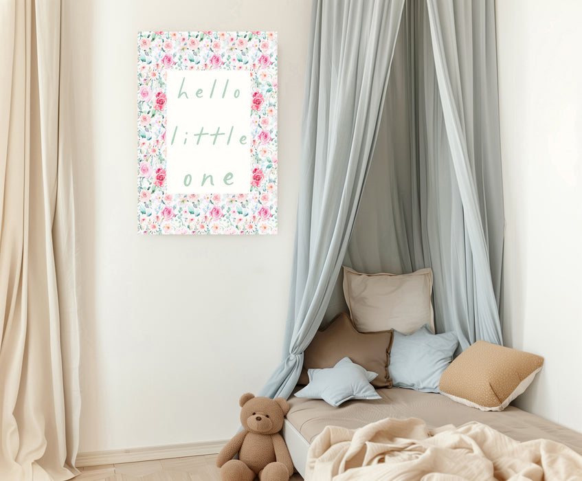 Hello Little One Floral Nursery Art Print