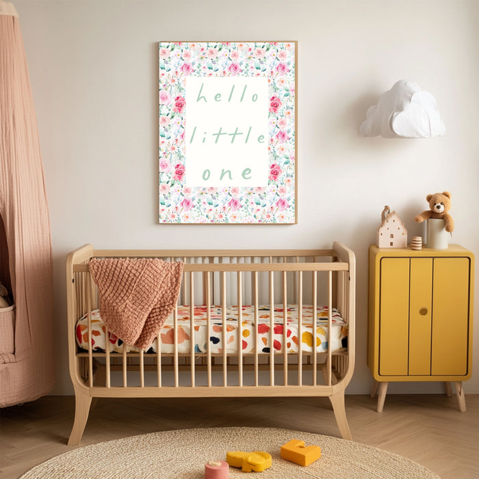 Hello Little One Floral Nursery Art Print