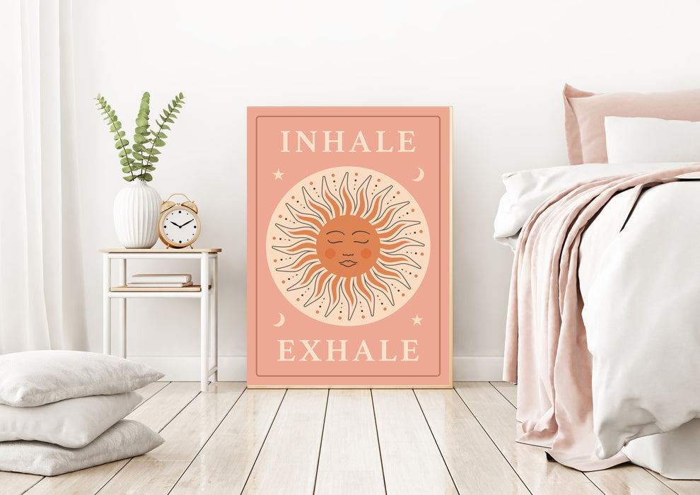 Inhale, Exhale Meditation Pink Celestial Art Print