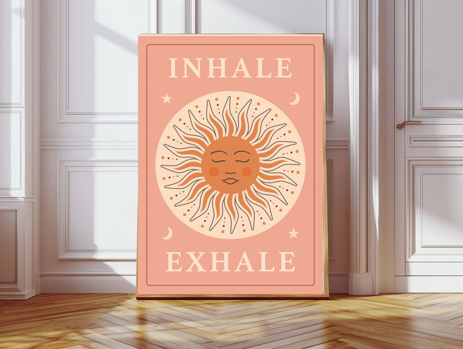 Inhale, Exhale Meditation Pink Celestial Art Print