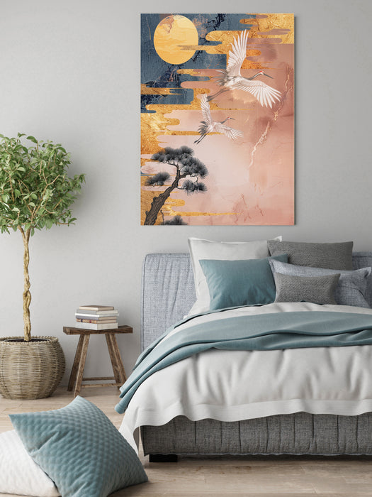 Japanese Pink Cranes Art Print