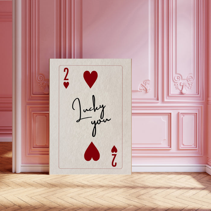 Lucky You Red Vintage Playing Card Art Print