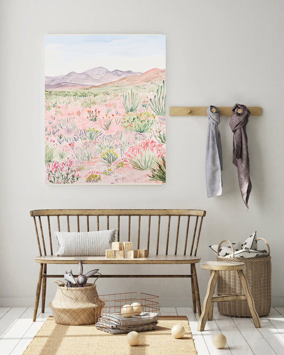 Pastel Flower Meadow Landscape Set Of Two Art Prints