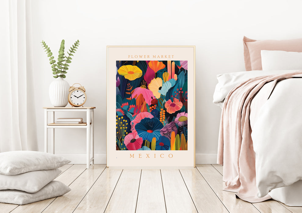 Flower Market Mexico Botanical Art Print
