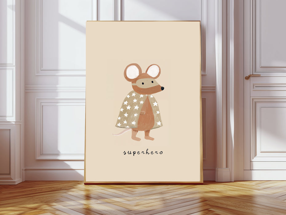 Superhero Mouse Nursery Art Print