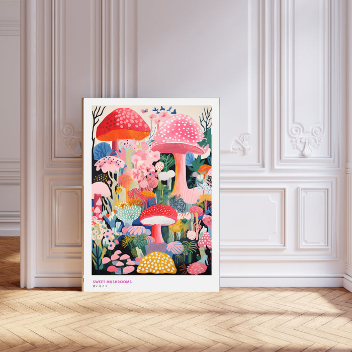Japanese Pink Sweet Mushroom Art Print