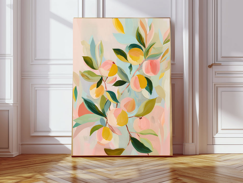 Botanical Flowers Peach Set Of Two Art Prints