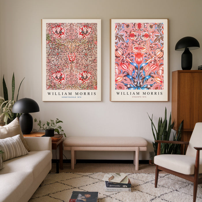 William Morris Honeysuckle Pink Set Of Two Art Prints