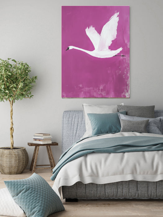 Vintage Japanese Pink Swan Art Print