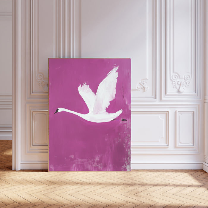 Vintage Japanese Pink Swan Art Print