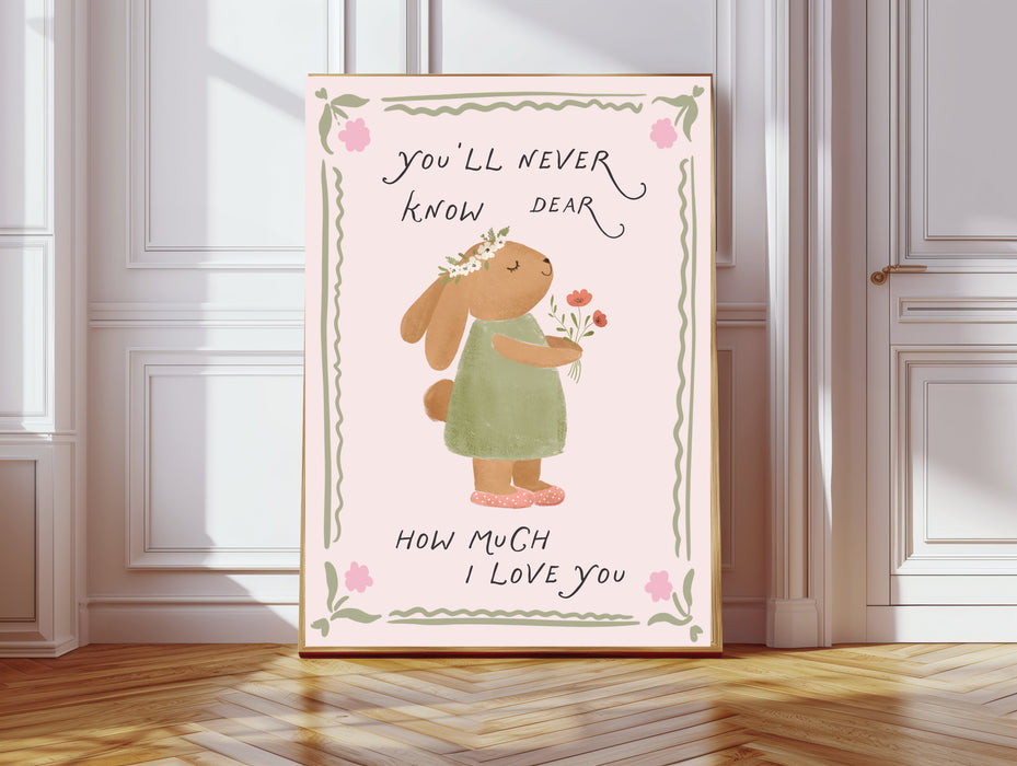 Rabbit Love Quote Nursery Art Print