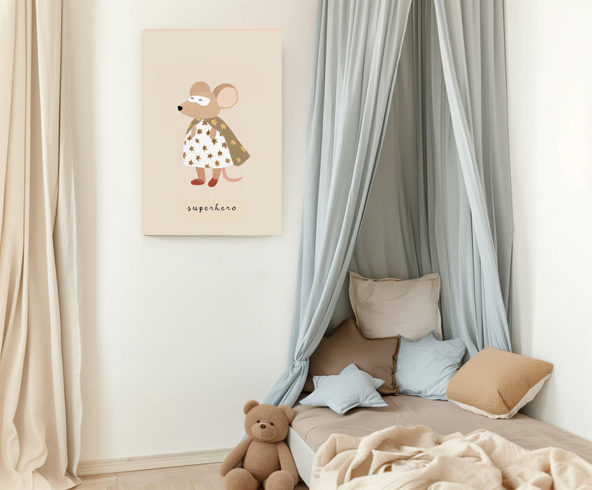 Superhero Girl Mouse Nursery Art Print