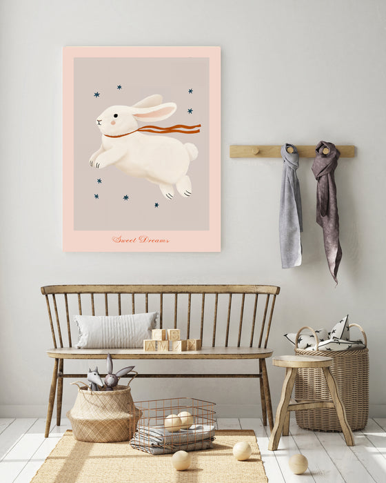 Sweet Dreams Bunny Rabbit Nursery Art Print