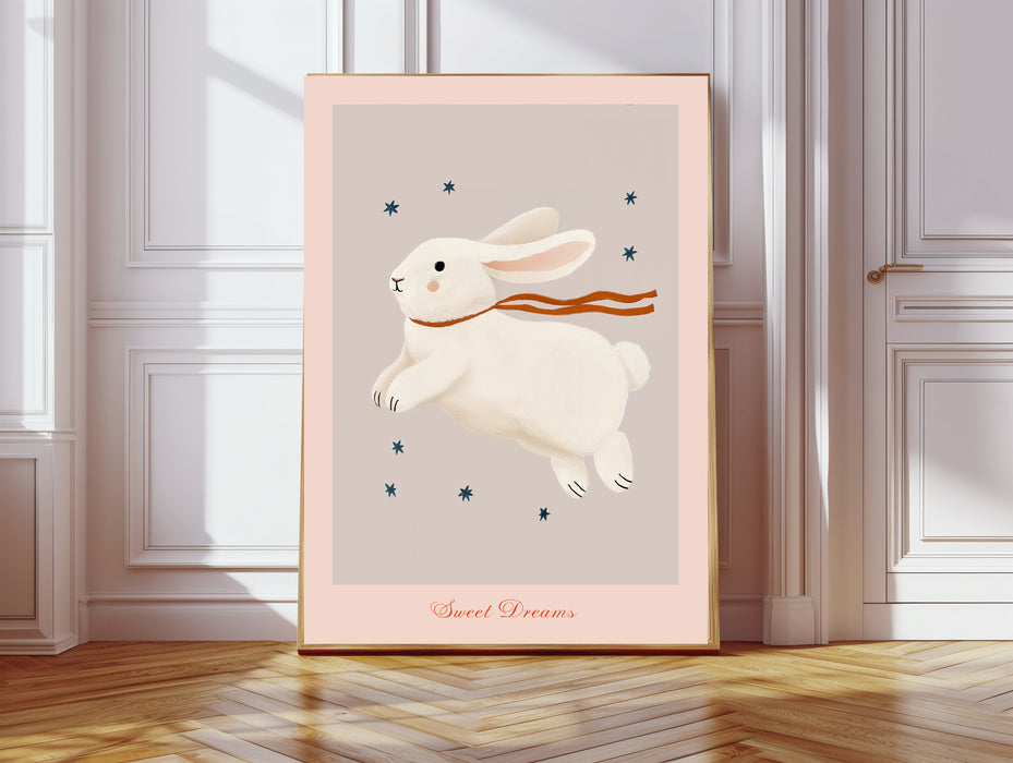 Sweet Dreams Bunny Rabbit Nursery Art Print