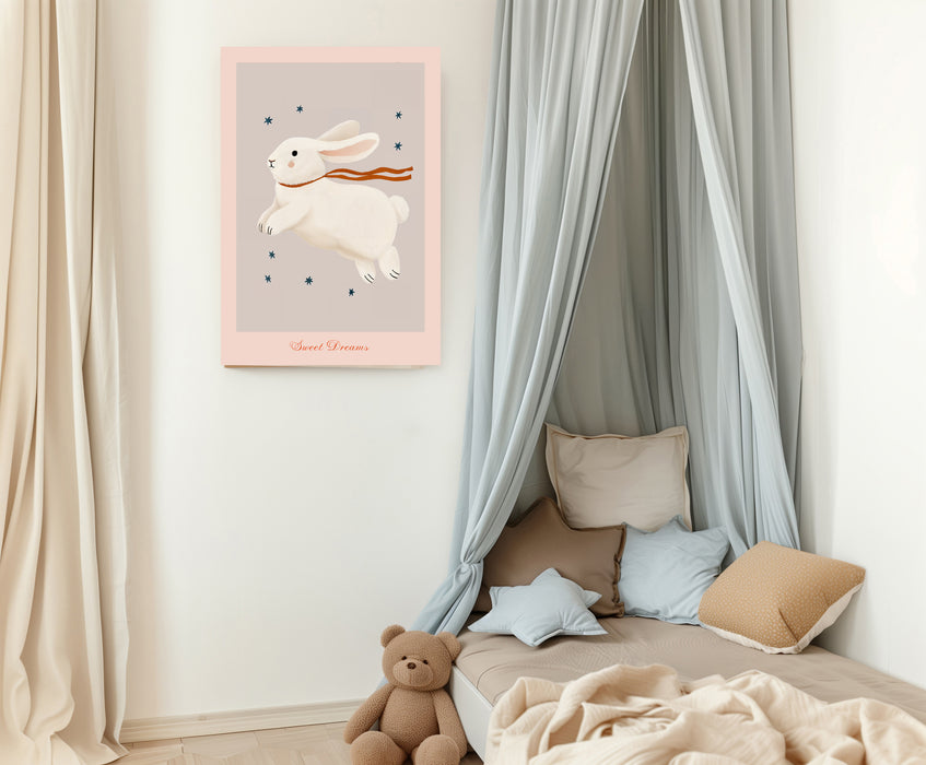 Sweet Dreams Bunny Rabbit Nursery Art Print