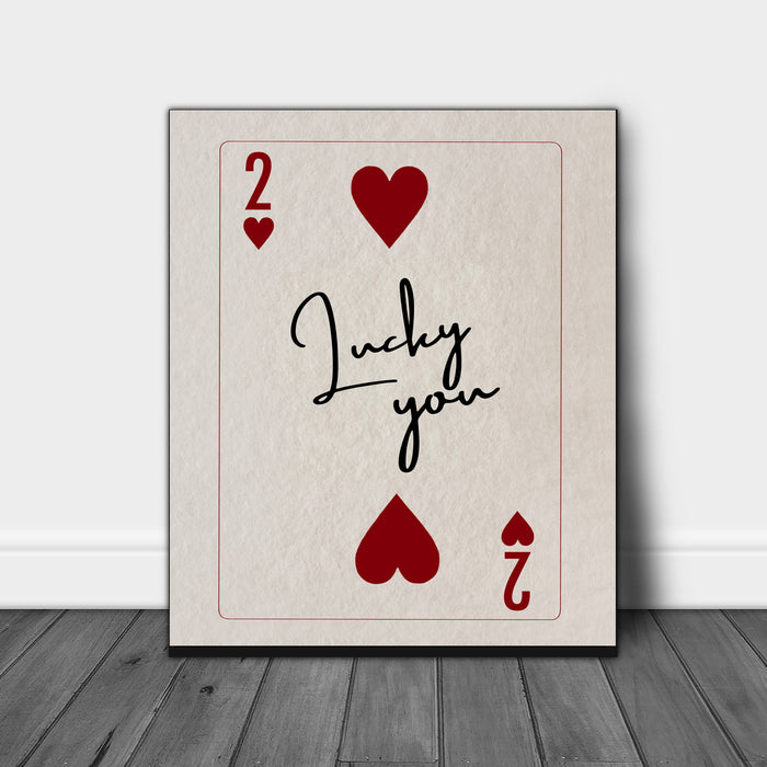 Lucky You Red Vintage Playing Card Art Print
