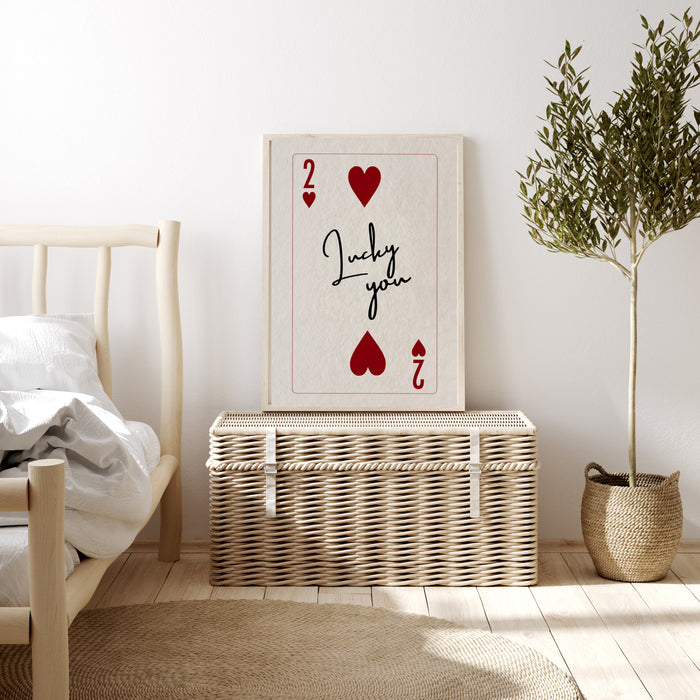 Lucky You Red Vintage Playing Card Art Print