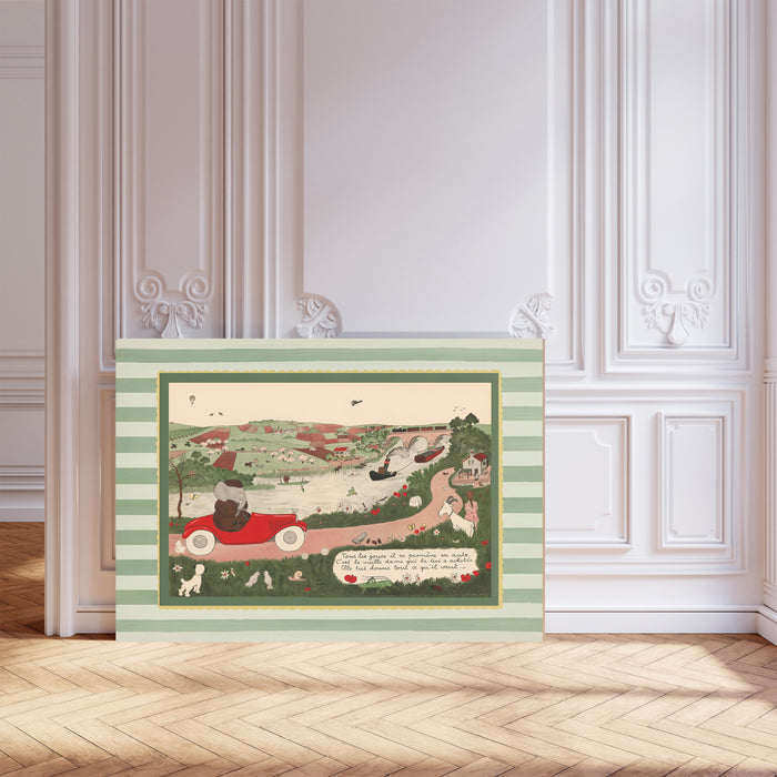 Histoire de Babar Vintage Book Illustration Print | Babar's Motorcar | Classic 1930s French Nursery Art