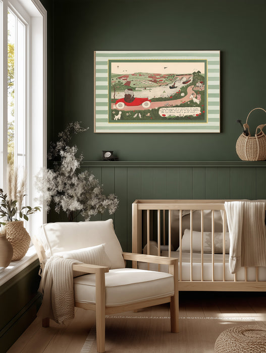 Histoire de Babar Vintage Book Illustration Print | Babar's Motorcar | Classic 1930s French Nursery Art