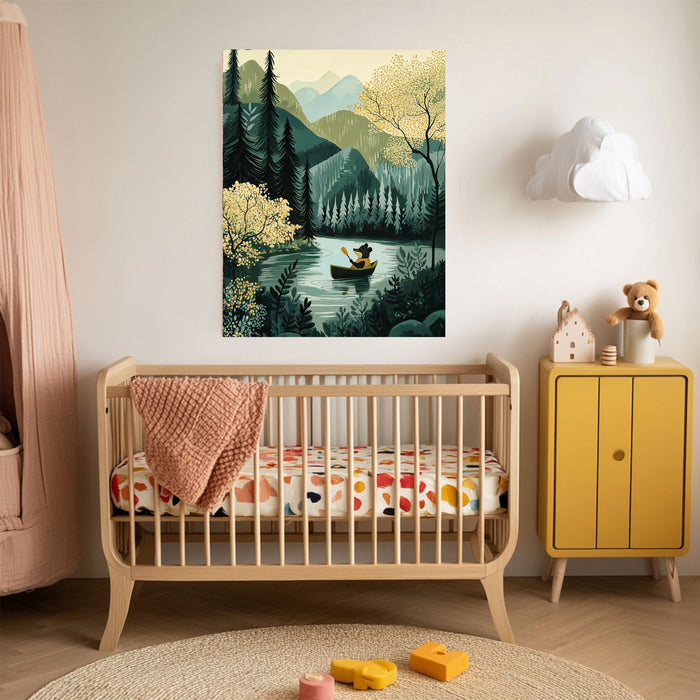 Kids Nursery Whimsical "Paddling down The River" Art Print