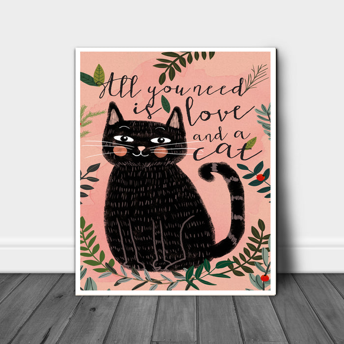 All you Need is Love and a Cat Art Print