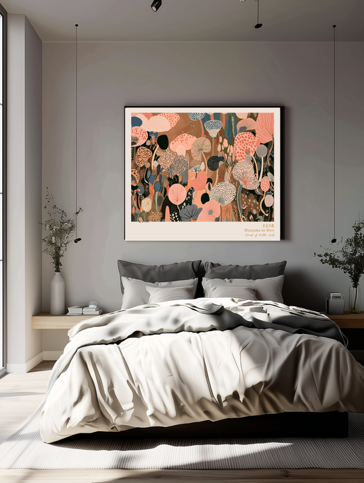 Mizutama no Mori 水玉の森 | Japanese Polka Dot Mushroom Forest Print | Retro Maximalist Botanical Wall Art | Giclée Fine Art