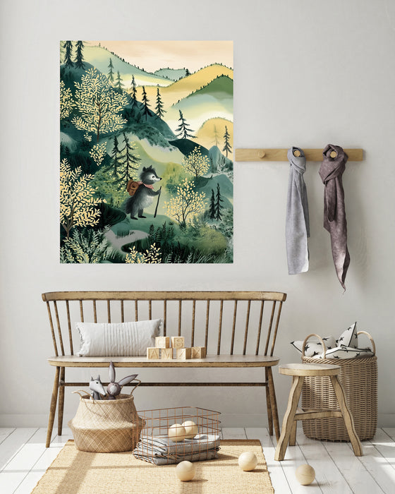 Kids Nursery Whimsical Hiking Art Print
