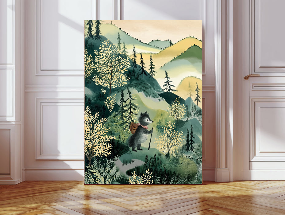Kids Nursery Whimsical Hiking Art Print